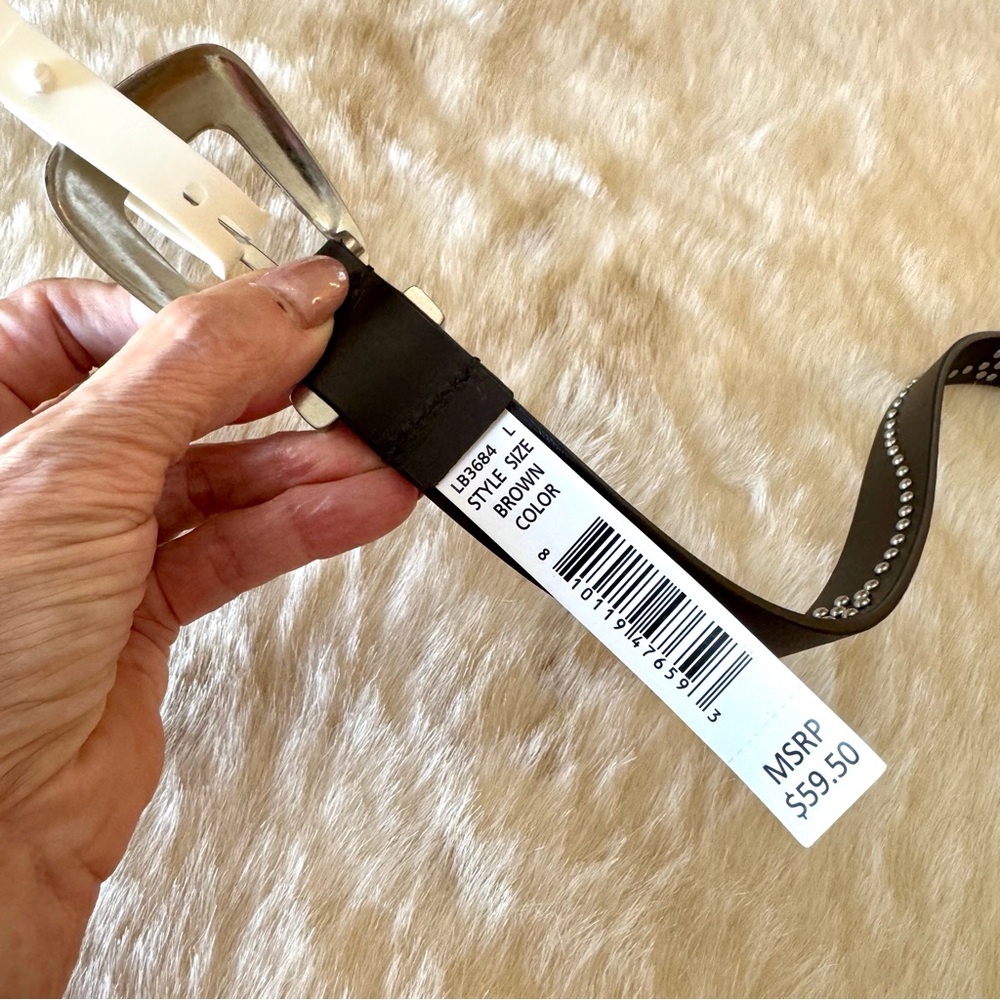 NWT Lucky Brand dark brown studded belt L - Picture 6 of 8